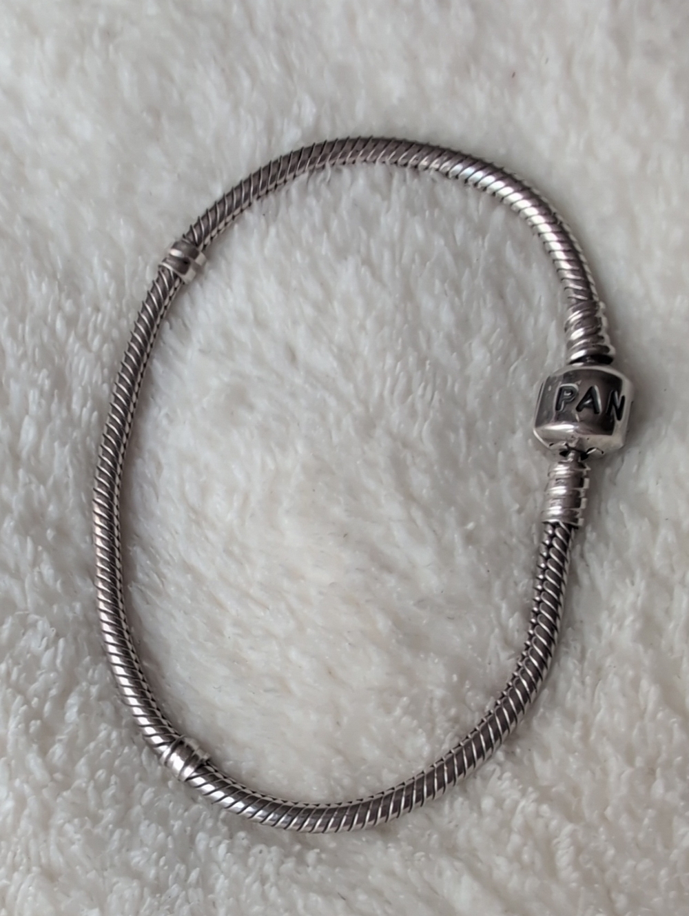 Vintage Pandora Sterling Silver Snake Chain Bracelet with Signature Clasp
